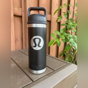 Lululemon logo design.                               YETI Insulated Water Bottle